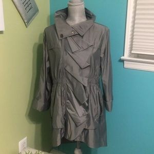 Grey gray rain coat